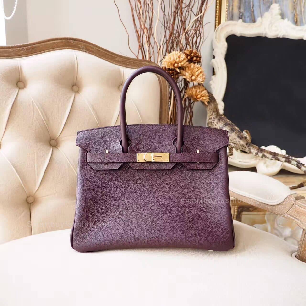 Hermes Birkin 30 Handbag in cc58 Prune Togo GHW